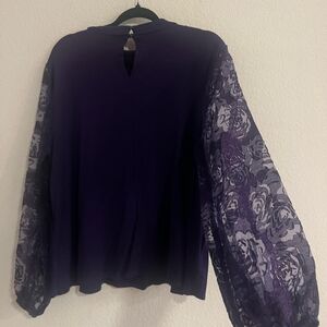 Cato Purple Women's Blouse with Lace Sleeves